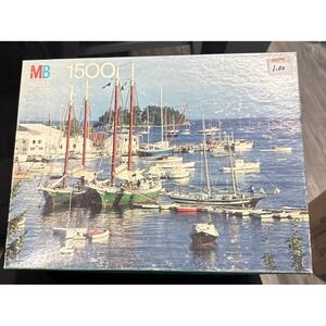 MB Puzzle 1500 Pieces Camden Maine Sailing Ships Harbor View Jigsaw